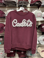 Wms MAROON Crew w/ Puffy Script