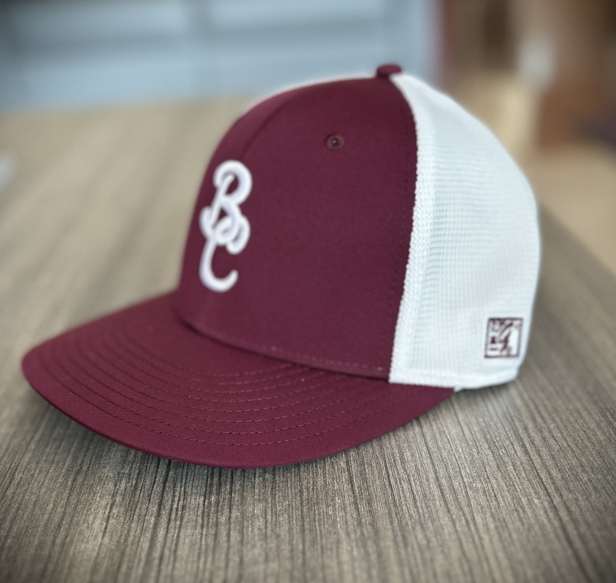 Maroon Cap w/ White Mesh BC Script – BC Cadet Shop