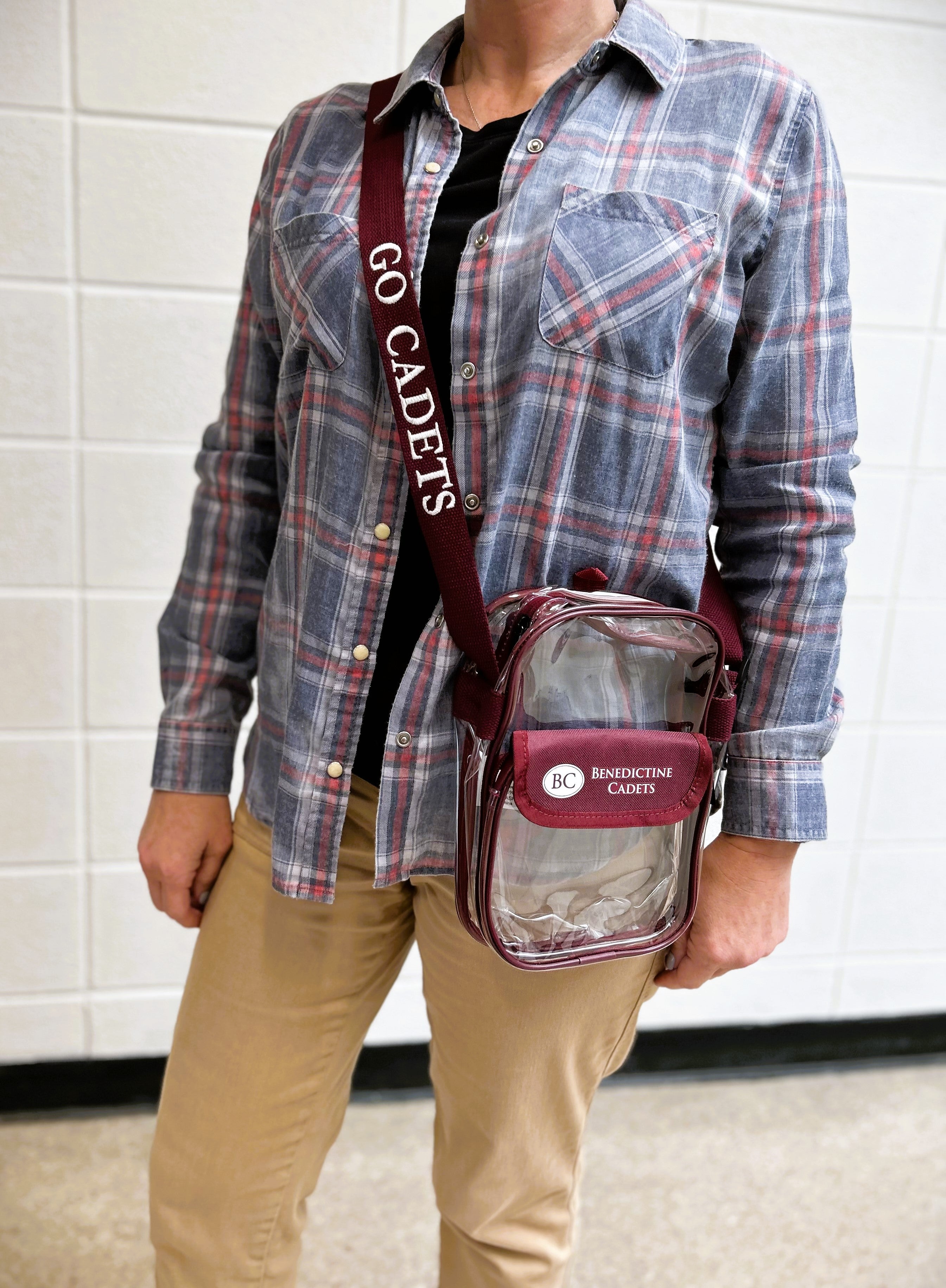 STADIUM BAG - (Maroon/Clear)