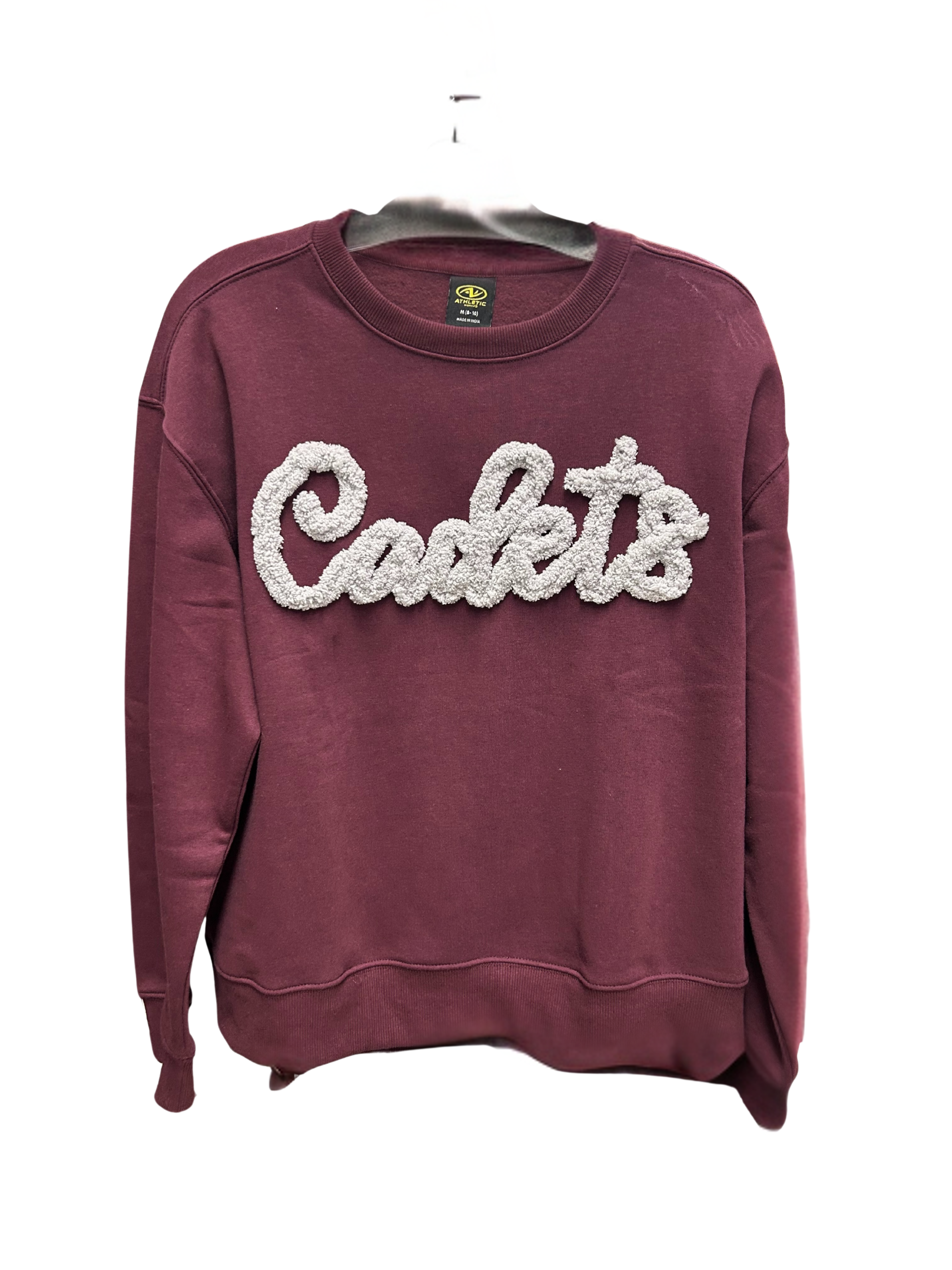 Wms MAROON Crew w/ Puffy Script